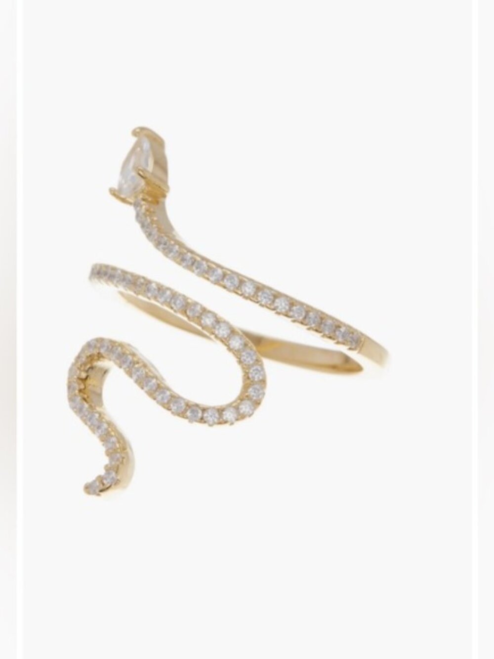 14K Gold Plated Swarovski Crystal Accented‎ Winding Snake Ring Size 6 - Picture 7 of 8